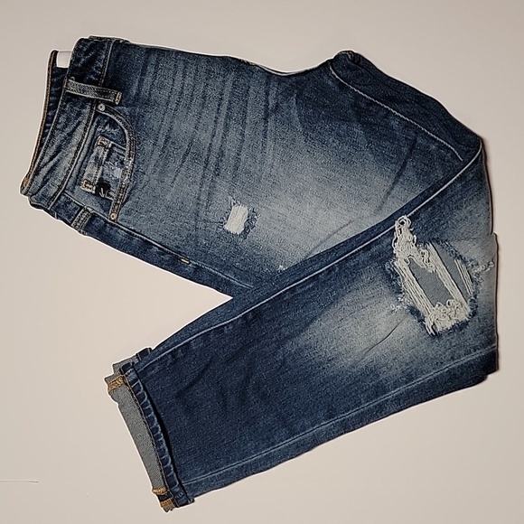 KanCan Boyfriend Blue Jeans Denim Pants Relaxed Fit Distressed Cuffed Blue 7 27 - Picture 10 of 16